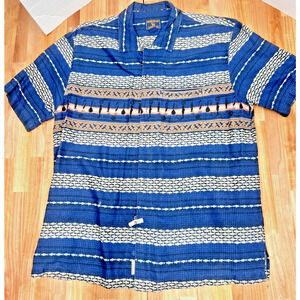 Woolrich Men’s Striped Short Sleeve Button Up Shirt Blue Cotton Outdoor